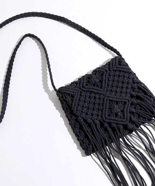 WEGO(ウィゴー)の「WEGO/コットンフリンジショルダーバッグ(ショルダーバッグ・レディース・ホワイト/ピンク/ブラック/パープル/イエロー・FREE)」の3枚目の写真