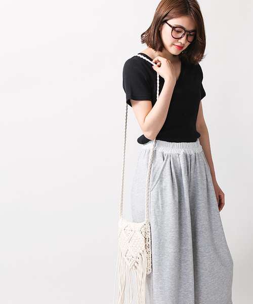 WEGO(ウィゴー)の「WEGO/コットンフリンジショルダーバッグ(ショルダーバッグ・レディース・ホワイト/ピンク/ブラック/パープル/イエロー・FREE)」の12枚目の写真