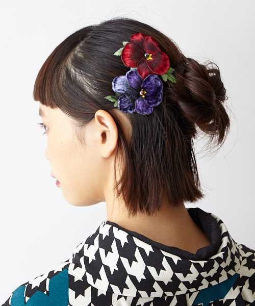 ふりふ(フリフ)の「【KIMONO姫N掲載商品】ヘアコーム「パンジーコーム」(その他ヘアアクセサリー)」|エンジ