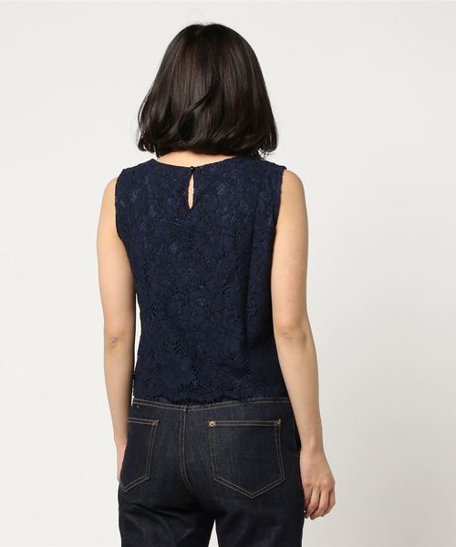 KOBE LETTUCE（コウベレタス）の「ノースリーブレースブラウス【セットアップOK】（シャツ/ブラウス・レディース・オフホワイト/サックスブルー/ラベンダー/ブラック/ライトイエロー/ネイビー/グレイッシュベージュ/ライトパープル/コーラル/グリーン/ピンク・FREE）」の12枚目の写真