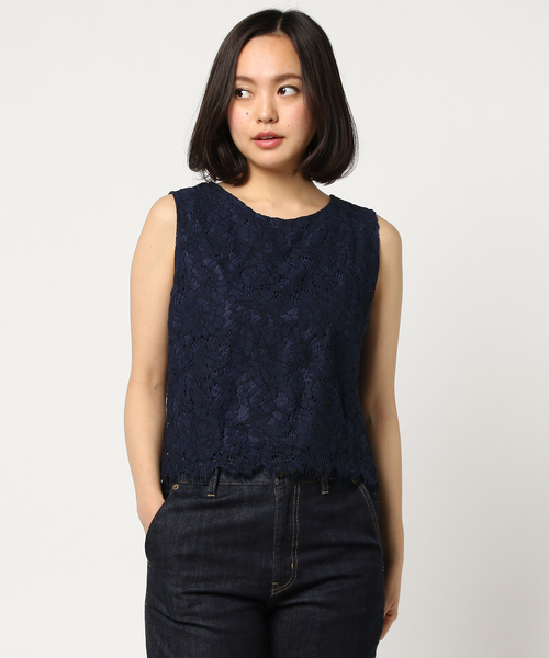 KOBE LETTUCE（コウベレタス）の「ノースリーブレースブラウス【セットアップOK】（シャツ/ブラウス・レディース・オフホワイト/サックスブルー/ラベンダー/ブラック/ライトイエロー/ネイビー/グレイッシュベージュ/ライトパープル/コーラル/グリーン/ピンク・FREE）」の20枚目の写真