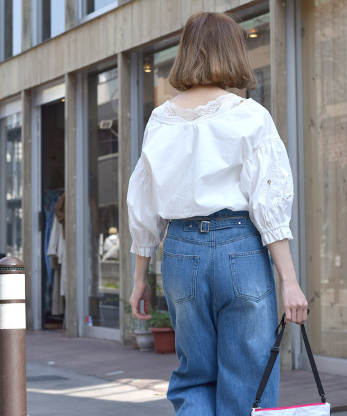 w closet(ダブルクローゼット)の「刺繍スリーブブラウス.(シャツ/ブラウス・レディース・ホワイト/ブラック/ラベンダー/チェック・FREE)」の13枚目の写真