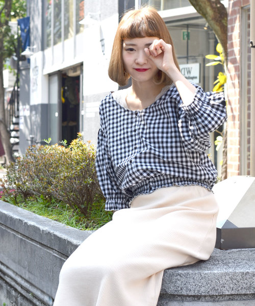 w closet(ダブルクローゼット)の「刺繍スリーブブラウス.(シャツ/ブラウス・レディース・ホワイト/ブラック/ラベンダー/チェック・FREE)」の7枚目の写真