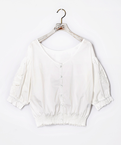 w closet(ダブルクローゼット)の「刺繍スリーブブラウス.(シャツ/ブラウス・レディース・ホワイト/ブラック/ラベンダー/チェック・FREE)」の16枚目の写真