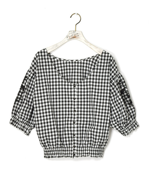 w closet(ダブルクローゼット)の「刺繍スリーブブラウス.(シャツ/ブラウス・レディース・ホワイト/ブラック/ラベンダー/チェック・FREE)」の12枚目の写真