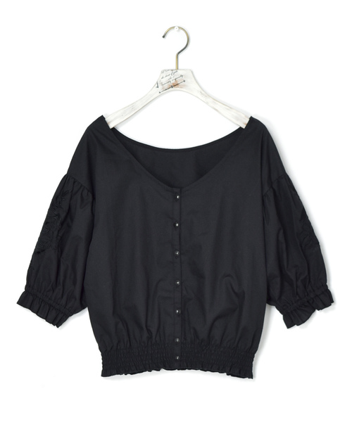 w closet(ダブルクローゼット)の「刺繍スリーブブラウス.(シャツ/ブラウス・レディース・ホワイト/ブラック/ラベンダー/チェック・FREE)」の20枚目の写真
