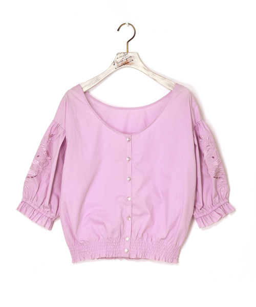 w closet(ダブルクローゼット)の「刺繍スリーブブラウス.(シャツ/ブラウス・レディース・ホワイト/ブラック/ラベンダー/チェック・FREE)」の19枚目の写真