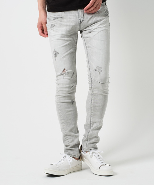 GOSTAR DE FUGA（ゴスタール ジフーガ）の「クラッシュ加工ストレッチスキニーデニムパンツ（デニムパンツ・メンズ・ライトグレー/ブラック・L/M/S）」の9枚目の写真