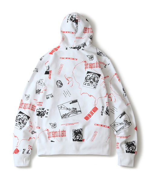BILLIONAIRE BOYS CLUB(ビリオネア・ボーイズ・クラブ)の「BILLIONAIRE BOYS CLUB HEADLINE PRINT POPOVER HOODIE 18SPRINGE(パーカー・メンズ・ホワイト/インディゴブルー・LARGE/MEDIUM/SMALL/X-LARGE)」の4枚目の写真