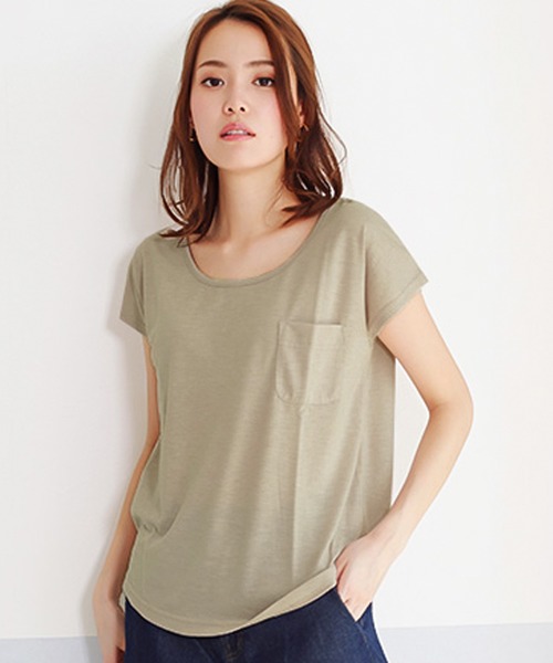 Social GIRL（ソーシャルガール）の「シンプルベーシックＵネックＴシャツ（Tシャツ/カットソー・レディース・ライトグレー/ホワイト/オリーブ/マジェンタ/ホワイト×ブラック/ベージュ/グレー系その他/ブラック/チャコールグレー/カーキ/レッド系その他/ブラック系その他/ホワイト系その他/ブラック×ホワイト/レッド/ホワイト系その他2/ホワイト系その他3/ブラック系その他2/ブラック系その他3/ネイビー/モカ/パープル/ピンク/イエロー/オレンジ・LL/M/S/L/3L）」の15枚目の写真