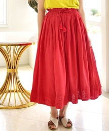 【チャイハネ】インド綿パンチングレースロングスカート