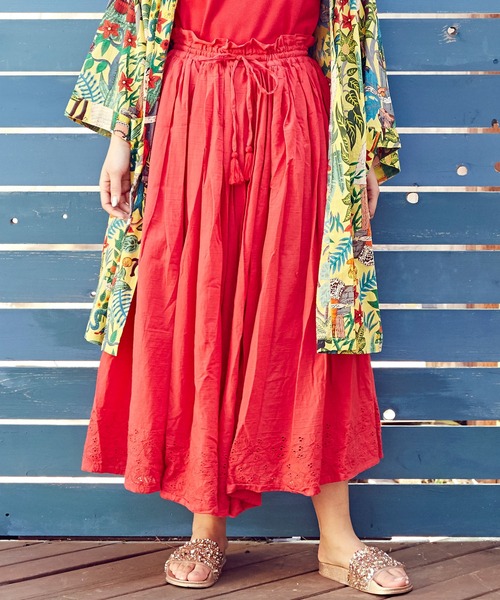 チャイハネ（チャイハネ）の「【チャイハネ】インド綿パンチングレースロングスカート（スカート・レディース・ホワイト/レッド/ターコイズブルー/オレンジ・FREE）」の11枚目の写真