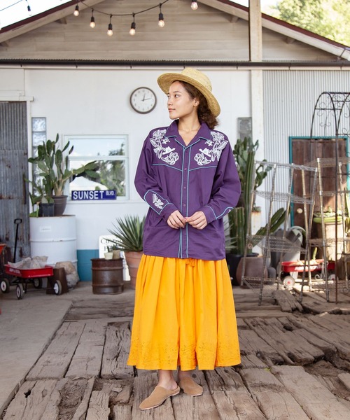 チャイハネ（チャイハネ）の「【チャイハネ】インド綿パンチングレースロングスカート（スカート・レディース・ホワイト/レッド/ターコイズブルー/オレンジ・FREE）」の7枚目の写真