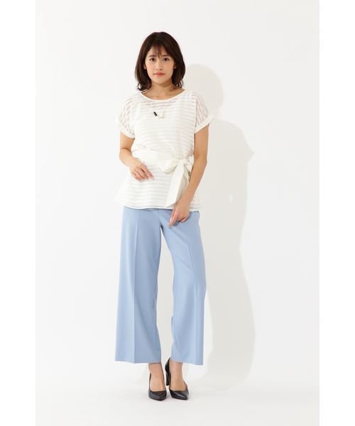 22 OCTOBRE（ヴァンドゥ－オクトーブル）の「シアーボーダーブラウス（シャツ/ブラウス・レディース・ネイビー/ピンク/ホワイト・38）」の4枚目の写真