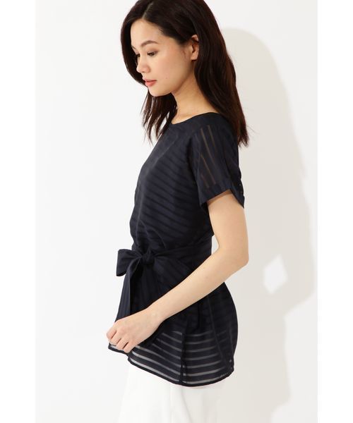 22 OCTOBRE（ヴァンドゥ－オクトーブル）の「シアーボーダーブラウス（シャツ/ブラウス・レディース・ネイビー/ピンク/ホワイト・38）」の16枚目の写真