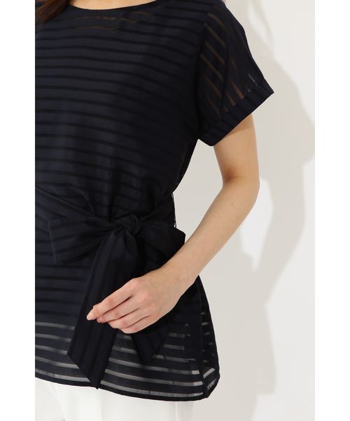 22 OCTOBRE（ヴァンドゥ－オクトーブル）の「シアーボーダーブラウス（シャツ/ブラウス・レディース・ネイビー/ピンク/ホワイト・38）」の10枚目の写真