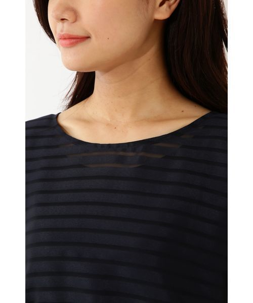 22 OCTOBRE（ヴァンドゥ－オクトーブル）の「シアーボーダーブラウス（シャツ/ブラウス・レディース・ネイビー/ピンク/ホワイト・38）」の11枚目の写真