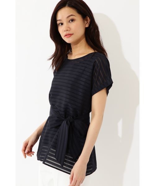 22 OCTOBRE（ヴァンドゥ－オクトーブル）の「シアーボーダーブラウス（シャツ/ブラウス・レディース・ネイビー/ピンク/ホワイト・38）」の19枚目の写真