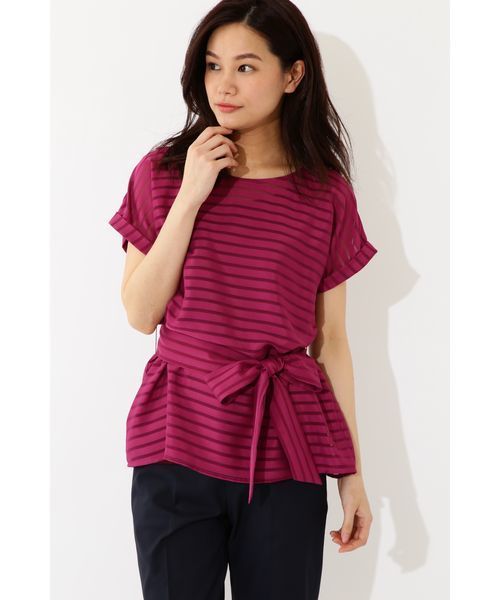 22 OCTOBRE（ヴァンドゥ－オクトーブル）の「シアーボーダーブラウス（シャツ/ブラウス・レディース・ネイビー/ピンク/ホワイト・38）」の20枚目の写真