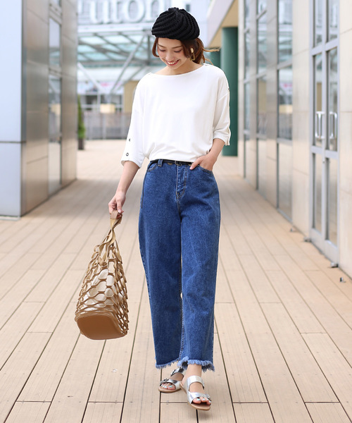 Bou Jeloud（ブージュルード）の「【ＷＥＢ限定】トリコットレーヨン配色釦カット（Tシャツ/カットソー・レディース・ネイビー/オフホワイト/カーキ・FREE）」の16枚目の写真