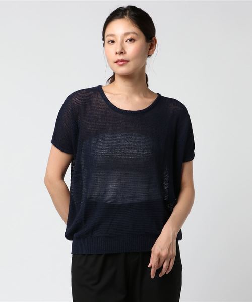 GeeRA(ジーラ)の「ゆるニットプルオーバー(ニット/セーター・レディース・ライトベージュ/ネイビー・LARGE/X-LARGE/SMALL)」の1枚目の写真