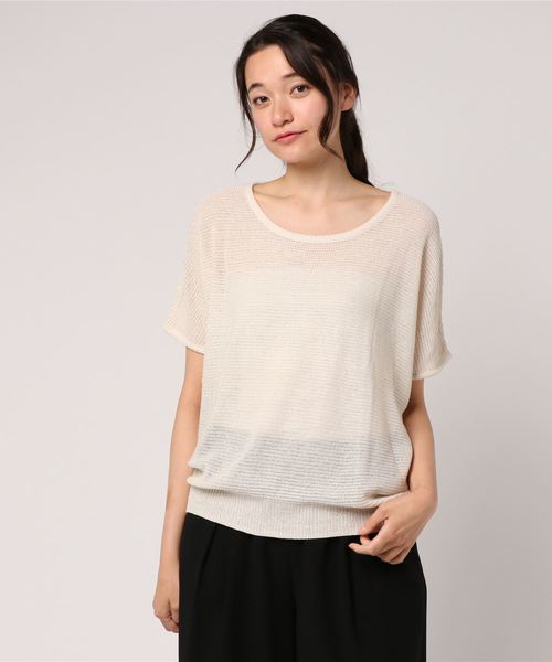 GeeRA(ジーラ)の「ゆるニットプルオーバー(ニット/セーター・レディース・ライトベージュ/ネイビー・LARGE/X-LARGE/SMALL)」の2枚目の写真