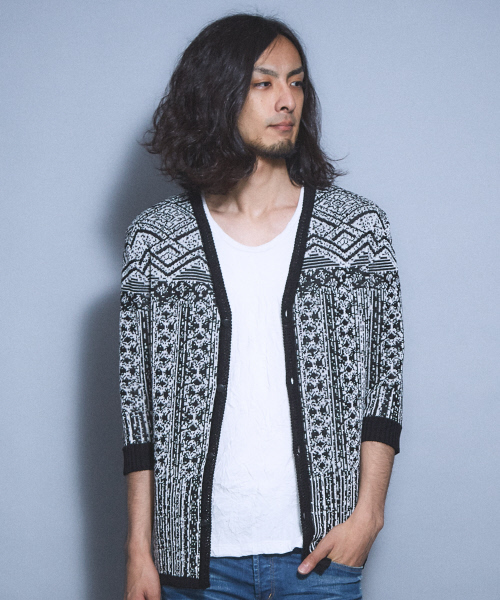 5351 POUR LES HOMMES(ゴーサンゴーイチプールオム)の「ストローヤーンサマーカーディガン(カーディガン/ボレロ・メンズ・ホワイト/ブラック・44/46/48)」の2枚目の写真