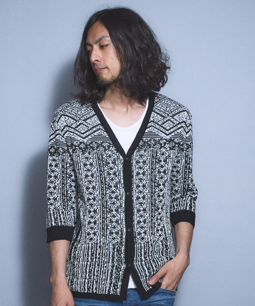 5351 POUR LES HOMMES(ゴーサンゴーイチプールオム)の「ストローヤーンサマーカーディガン(カーディガン/ボレロ・メンズ・ホワイト/ブラック・44/46/48)」の3枚目の写真