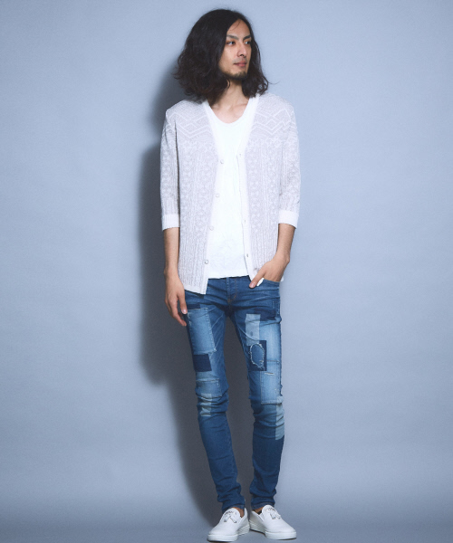 5351 POUR LES HOMMES(ゴーサンゴーイチプールオム)の「ストローヤーンサマーカーディガン(カーディガン/ボレロ・メンズ・ホワイト/ブラック・44/46/48)」の14枚目の写真