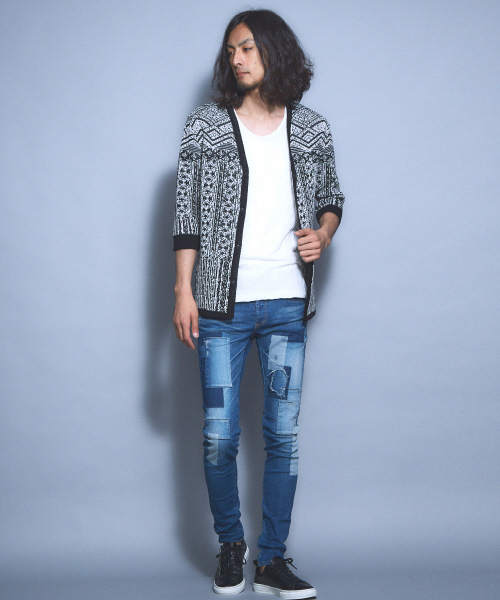 5351 POUR LES HOMMES(ゴーサンゴーイチプールオム)の「ストローヤーンサマーカーディガン(カーディガン/ボレロ・メンズ・ホワイト/ブラック・44/46/48)」の16枚目の写真