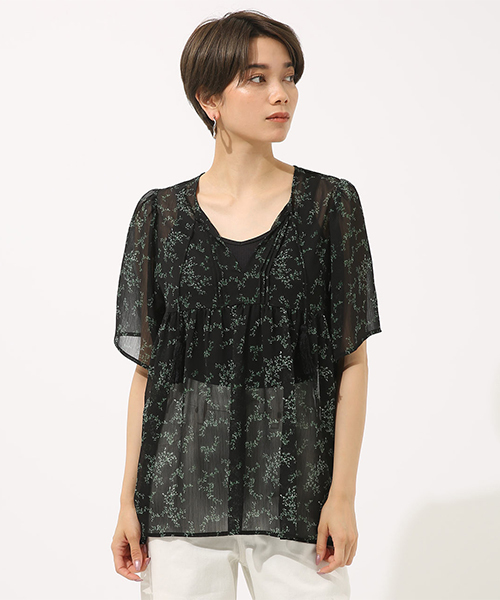 AZUL by moussy(アズールバイマウジー)の「リーフ柄楊柳スキッパーブラウス(シャツ/ブラウス・レディース・ホワイト系その他/ブラック系その他/イエロー系その他・SMALL/MEDIUM)」の16枚目の写真