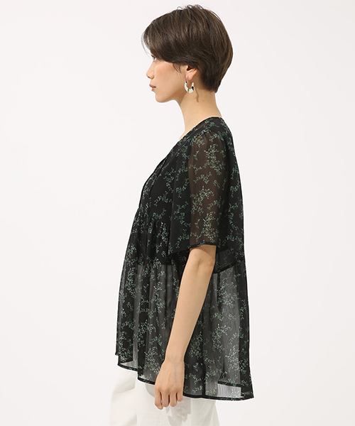 AZUL by moussy(アズールバイマウジー)の「リーフ柄楊柳スキッパーブラウス(シャツ/ブラウス・レディース・ホワイト系その他/ブラック系その他/イエロー系その他・SMALL/MEDIUM)」の15枚目の写真
