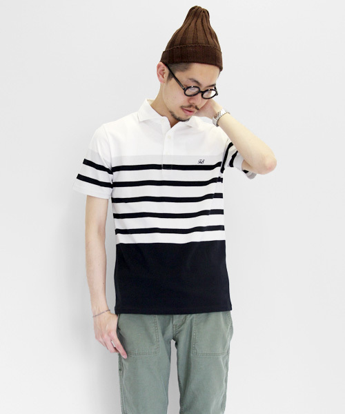 URBAN RESEARCH DOORS（アーバンリサーチドアーズ）の「FORK&SPOON 40/2パネルボーダーポロ（ポロシャツ・メンズ・オフホワイト/ライトグレー/キャメル・40/38）」の2枚目の写真