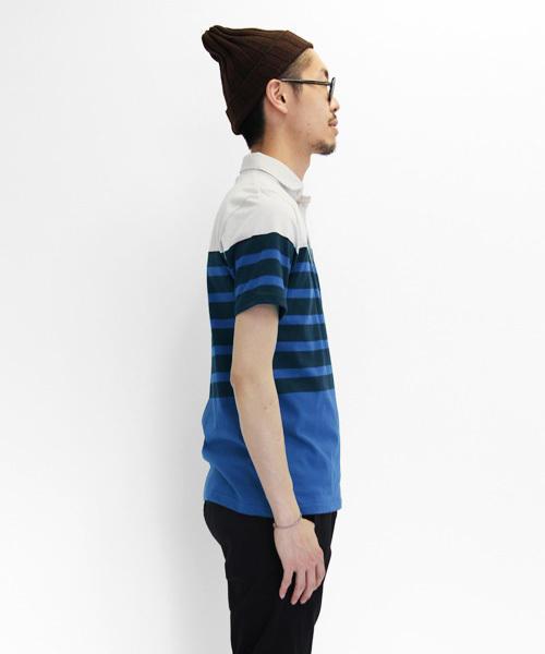 URBAN RESEARCH DOORS（アーバンリサーチドアーズ）の「FORK&SPOON 40/2パネルボーダーポロ（ポロシャツ・メンズ・オフホワイト/ライトグレー/キャメル・40/38）」の5枚目の写真