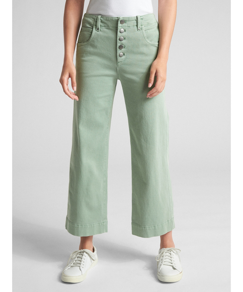 GAP(ギャップ)の「ハイライズ クロップド ワイドレッグパンツ(ボタンフライ)(その他パンツ・レディース・ブラック/ライトグリーン/オフホワイト・0/2/00/4/6/8/000)」の3枚目の写真