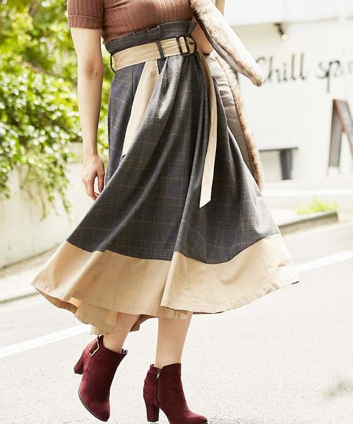 Eclin エクラン の ﾁｪｯｸﾄﾚﾝﾁ風ｽｶｰﾄ スカート Wear