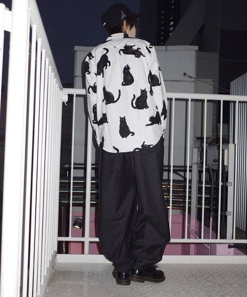 rovtski(ロフトスキー)の「ネコ総柄シャツ長袖 F(シャツ/ブラウス・レディース・グリーン系その他/ホワイト系その他2/ブルー系その他/ホワイト系その他4・MEDIUM/LARGE)」の8枚目の写真