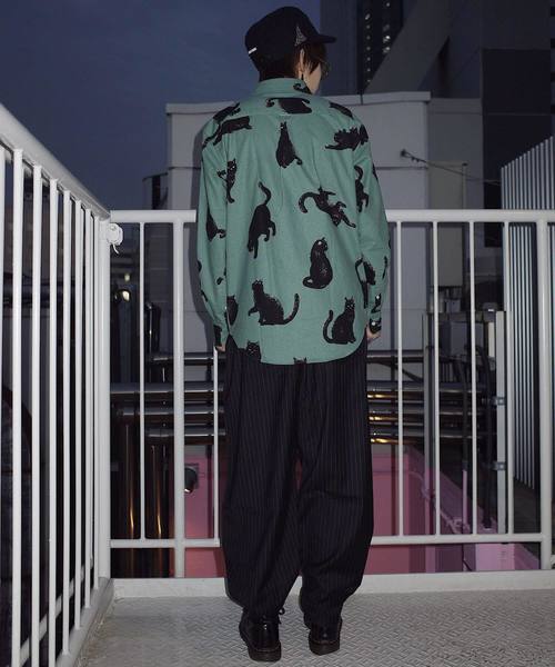 rovtski(ロフトスキー)の「ネコ総柄シャツ長袖 F(シャツ/ブラウス・レディース・グリーン系その他/ホワイト系その他2/ブルー系その他/ホワイト系その他4・MEDIUM/LARGE)」の12枚目の写真