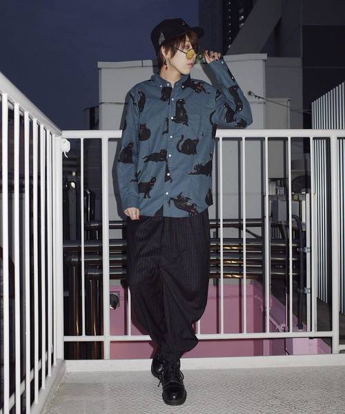 rovtski(ロフトスキー)の「ネコ総柄シャツ長袖 F(シャツ/ブラウス・レディース・グリーン系その他/ホワイト系その他2/ブルー系その他/ホワイト系その他4・MEDIUM/LARGE)」の13枚目の写真