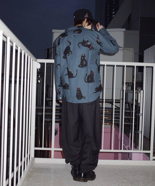 rovtski(ロフトスキー)の「ネコ総柄シャツ長袖 F(シャツ/ブラウス・レディース・グリーン系その他/ホワイト系その他2/ブルー系その他/ホワイト系その他4・MEDIUM/LARGE)」の14枚目の写真