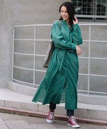 Munich | コットンローン２wayロングシャツワンピース(リゾート マキシワンピース)(シャツワンピース)