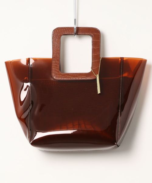 natural couture（ナチュラルクチュール）の「ビニールスクエア持ち手バッグ（ショルダーバッグ・レディース・ブラック/ブラウン/イエロー・FREE）」の10枚目の写真