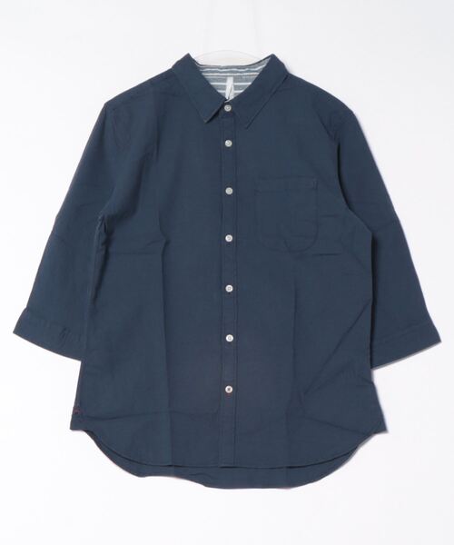 VIBGYOR(ヴィブジョー)の「VIBGYOR Select/ 綿麻ストレッチ七分シャツ(シャツ/ブラウス・メンズ・ホワイト/ネイビー/カーキ/サックスブルー/ピンク/モカ/ブラック・MEDIUM/LARGE/X-LARGE)」の6枚目の写真