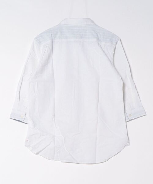 VIBGYOR(ヴィブジョー)の「VIBGYOR Select/ 綿麻ストレッチ七分シャツ(シャツ/ブラウス・メンズ・ホワイト/ネイビー/カーキ/サックスブルー/ピンク/モカ/ブラック・MEDIUM/LARGE/X-LARGE)」の9枚目の写真