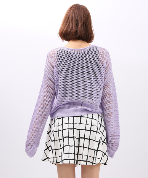 WEGO(ウィゴー)の「WEGO/メッシュ編み切替ニット(ニット/セーター・レディース・オフホワイト/グリーン系その他/ブルー/ライトパープル・FREE)」の9枚目の写真