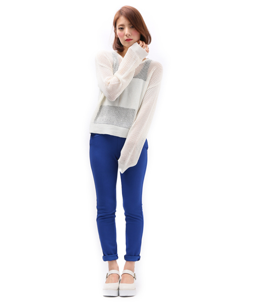 WEGO(ウィゴー)の「WEGO/メッシュ編み切替ニット(ニット/セーター・レディース・オフホワイト/グリーン系その他/ブルー/ライトパープル・FREE)」の10枚目の写真