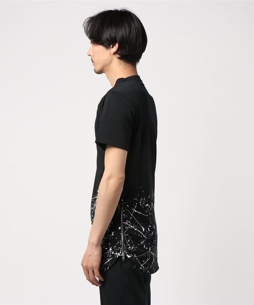 おしゃれスタ(オシャレスタ)の「サイドジップロングデザイン半袖Tシャツ(SS)(Tシャツ/カットソー・メンズ・ホワイト/ブラック・M/L)」の3枚目の写真