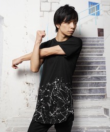 サイドジップロングデザイン半袖Tシャツ(SS)