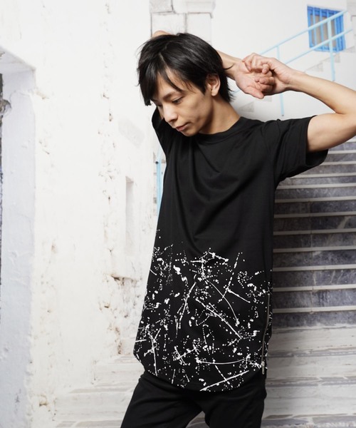おしゃれスタ(オシャレスタ)の「サイドジップロングデザイン半袖Tシャツ(SS)(Tシャツ/カットソー・メンズ・ホワイト/ブラック・M/L)」の9枚目の写真