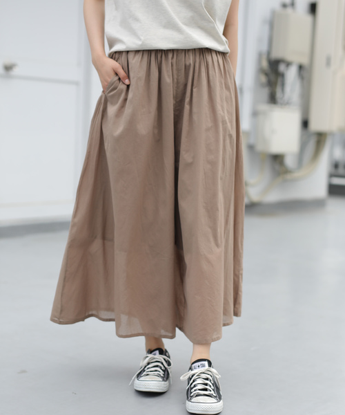 AMERICAN HOLIC（アメリカンホリック）の「ボリュームギャザーガウチョパンツ＊（その他パンツ・レディース・その他9/ストライプ/チェック/ドット/チャコールグレー/カーキ/ブルー/モカ/キャメル・L/M）」の3枚目の写真